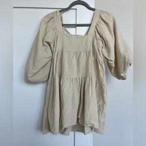 Bone Puff Sleeve Mini Dress